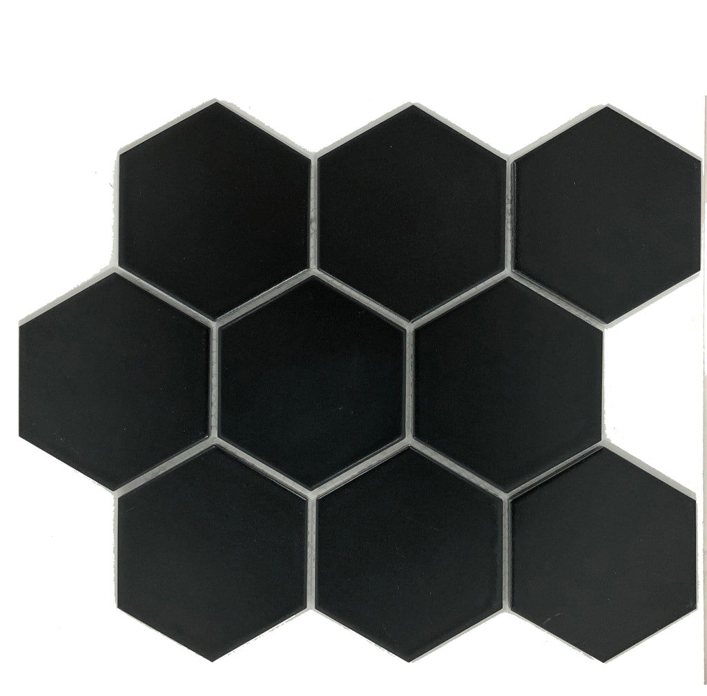Hexagon Black Matt 95x110x4.5mm