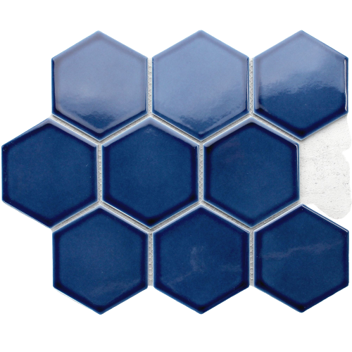 Hexagon Prussian Blue Gloss 95x110x4.5mm 
