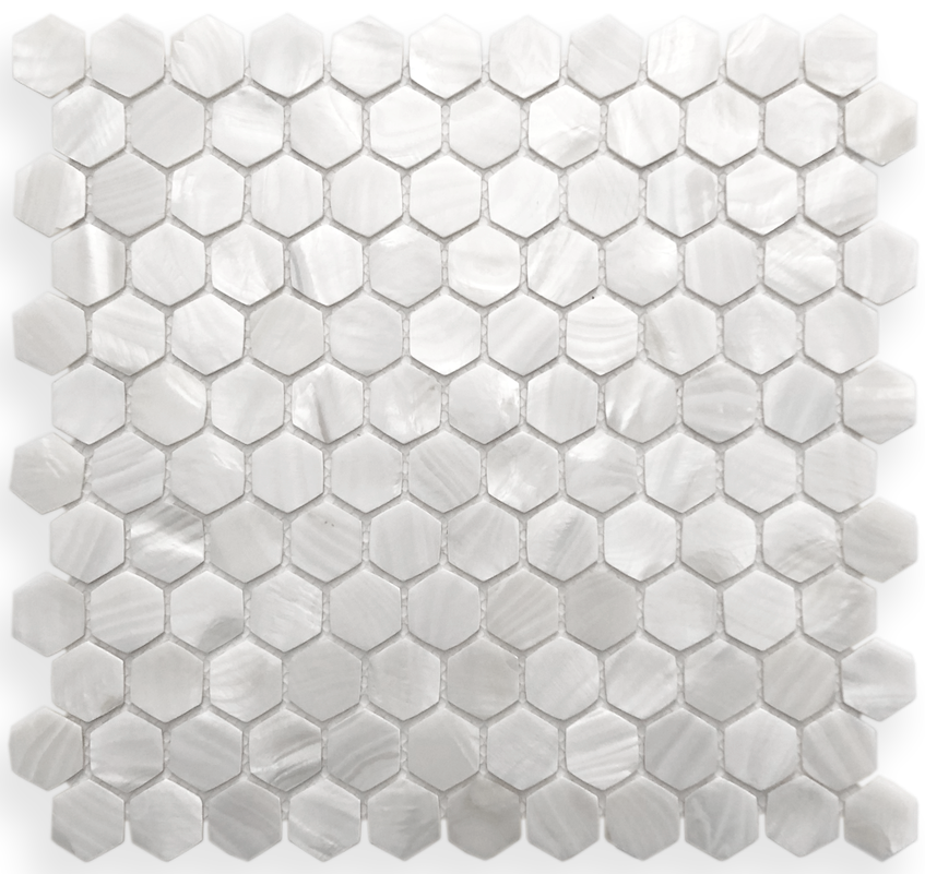 Angel White Mother of Pearl Hexagon 25mm