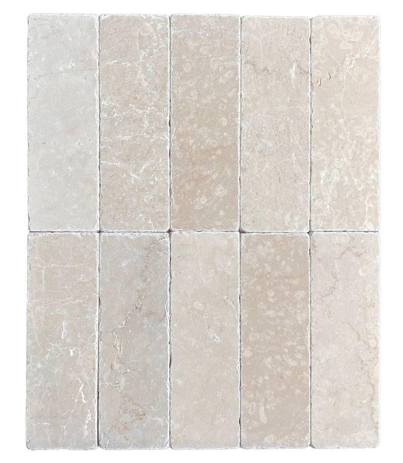 Botticino Tumbled Marble Tiles 200x65mm