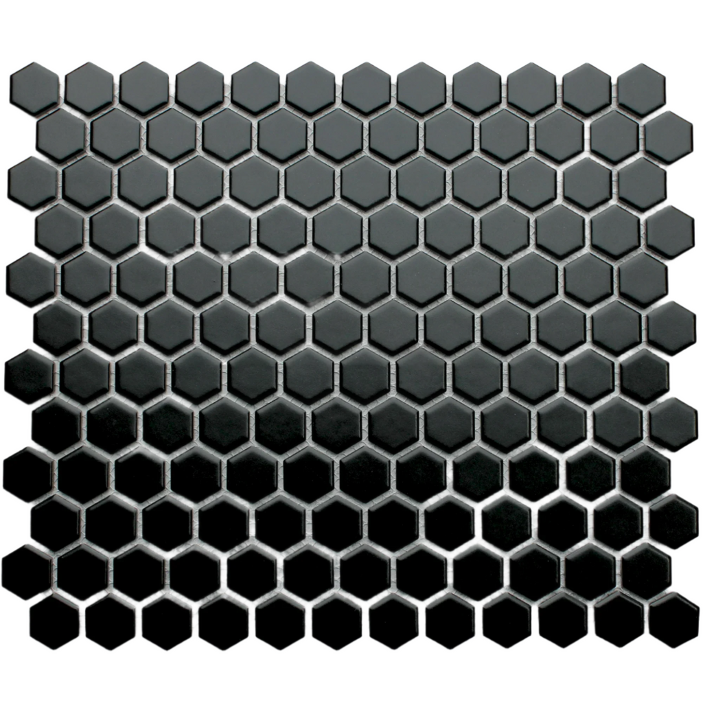 Mosaic Tiles Gloss Black Hexagon 23x4mm
