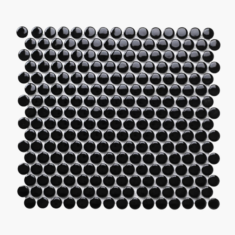 Mosaic Tile - Penny Round Black Gloss 19x4.5mm