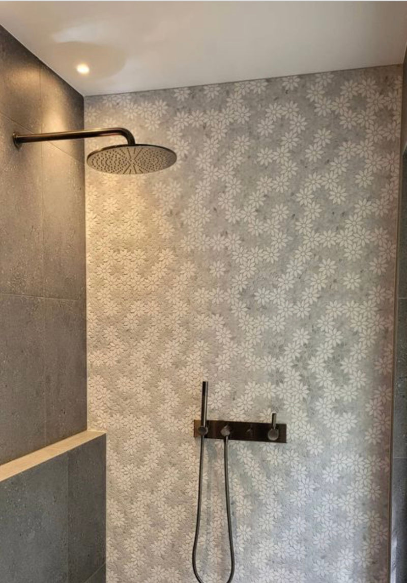 Marble Mosaic - Flower - Carrara + Thassos - Honed