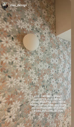 Marble Mosaic - Flower - Pink + Green + Thassos - Honed