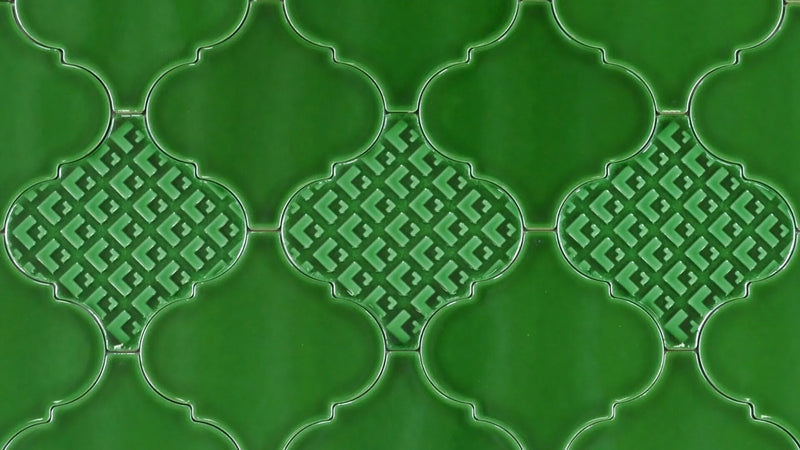 Heritage Green Pattern Craquele Tiles R2B