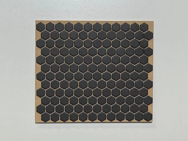 Mosaic Tiles Unglazed Black Hexagon 23mm