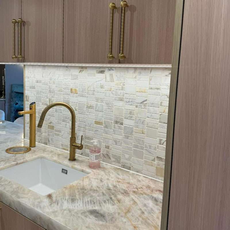 Marble Mosaic - Split Calacatta  Joint Honed Finish