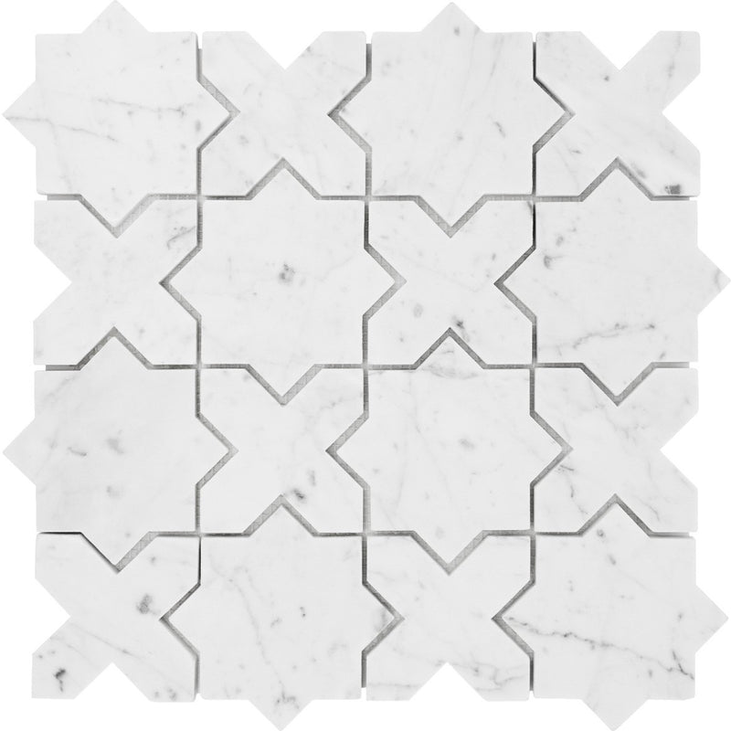 Marble Mosaic Coastal Carrara Cross & Star – Stone Arc