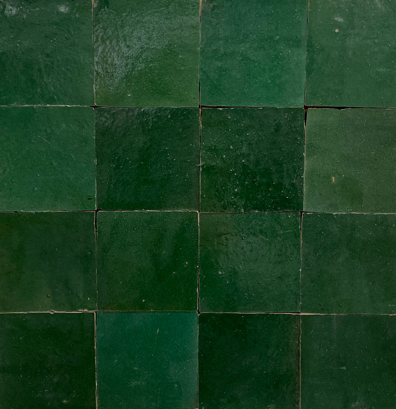 Hand Made Moroccan Zellige Emerald 100X100x12mm