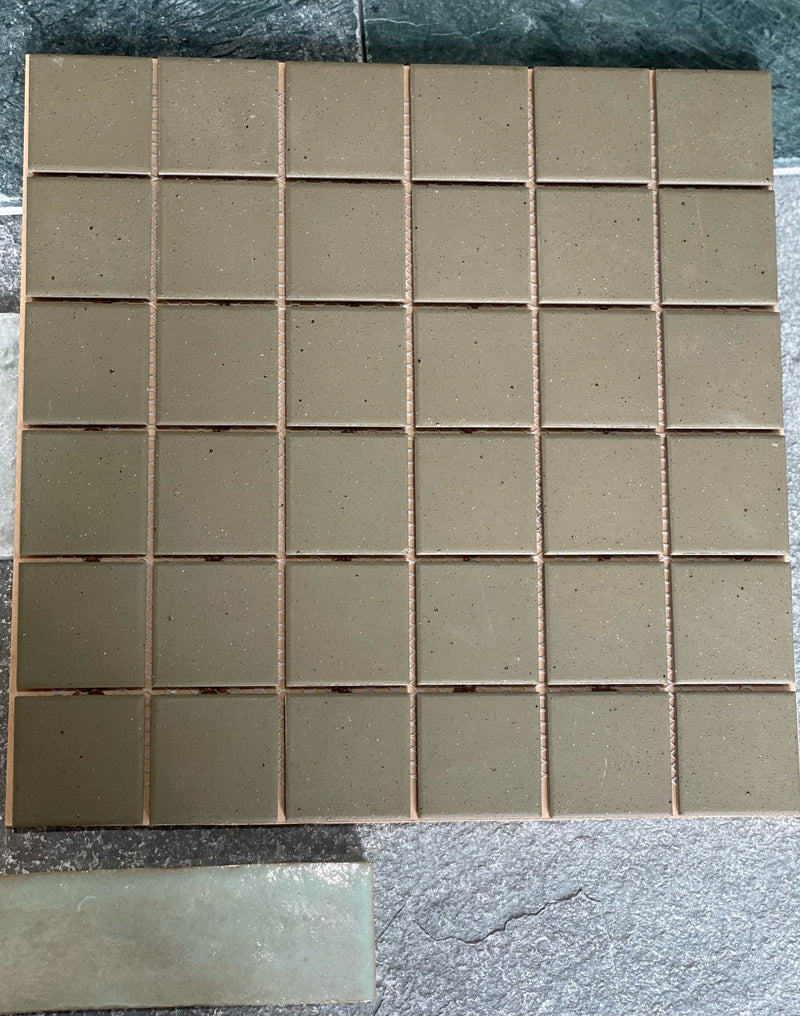 Mosaic Tiles Unglazed Olive Leaf 50X50mm