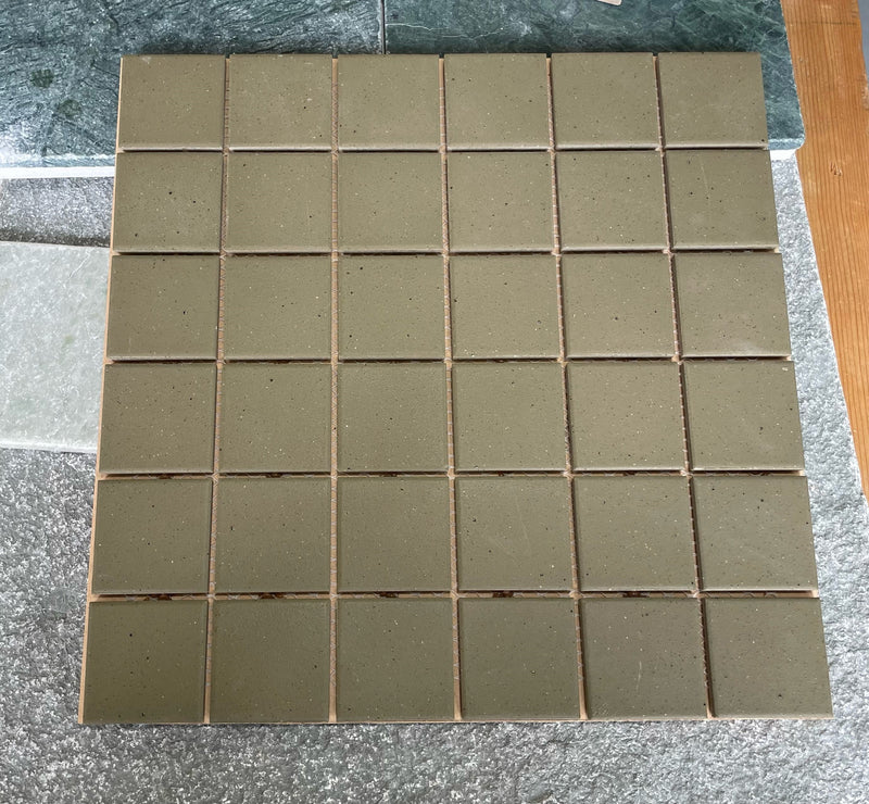 Mosaic Tiles Unglazed Olive Leaf 50X50mm