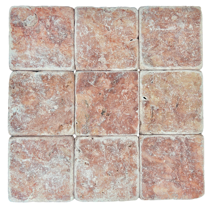 Red/Rosso Square Travertine 100X100X10mm