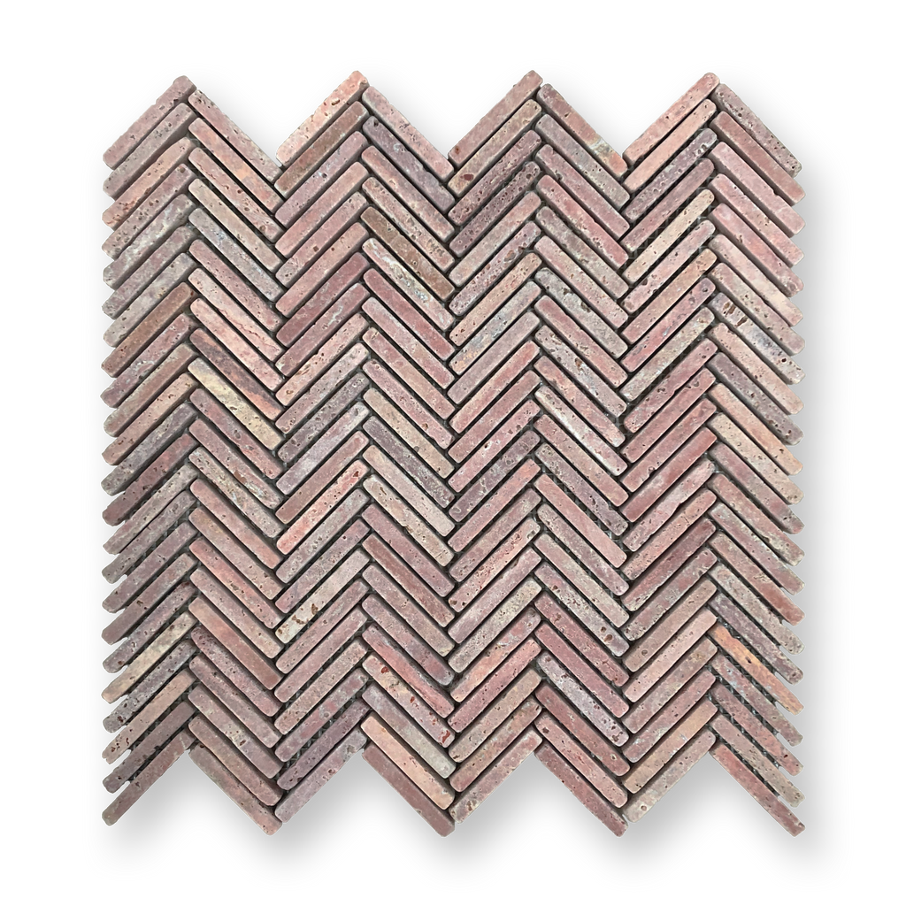 Marble Herringbone Rosa 48x7x10MM