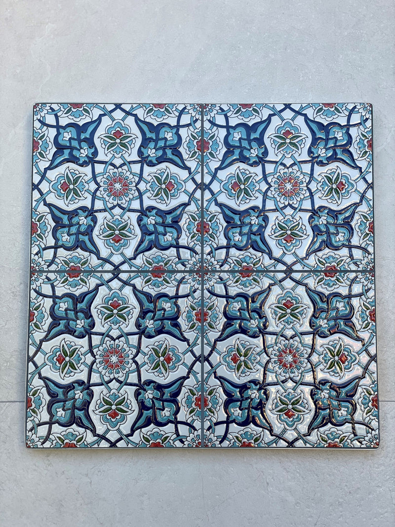 Turkish Red Blue Square 205x205mm