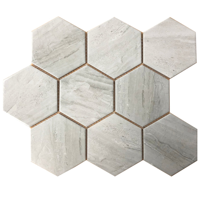 Hexagon Wooden Grey  95x110x4.5mm