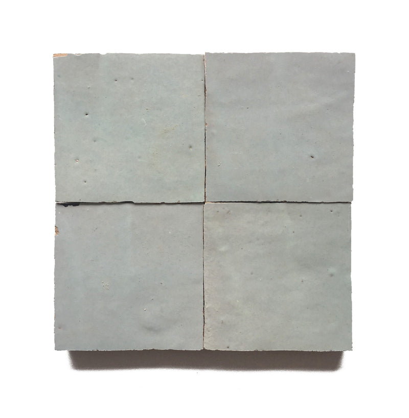 Hand Made Moroccan Zellige Vert Pale Green  100x100x12mm