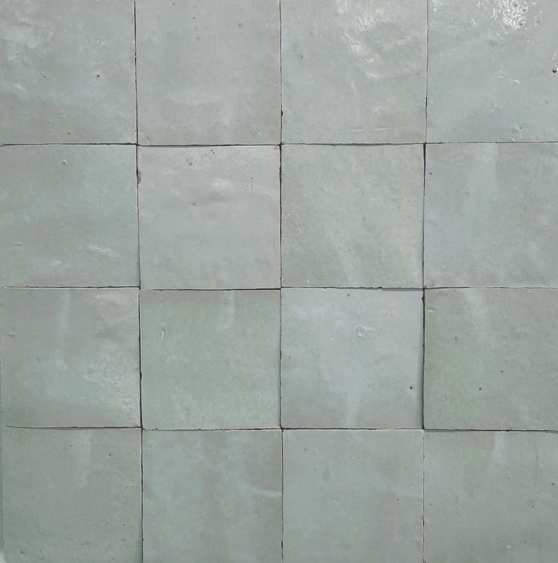 Hand Made Moroccan Zellige Vert Pale Green  100x100x12mm