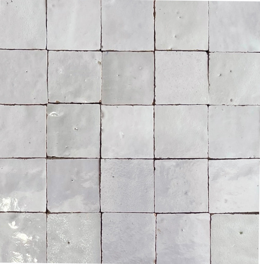 Hand Made Moroccan Zellige White Fes 50x50x12mm 