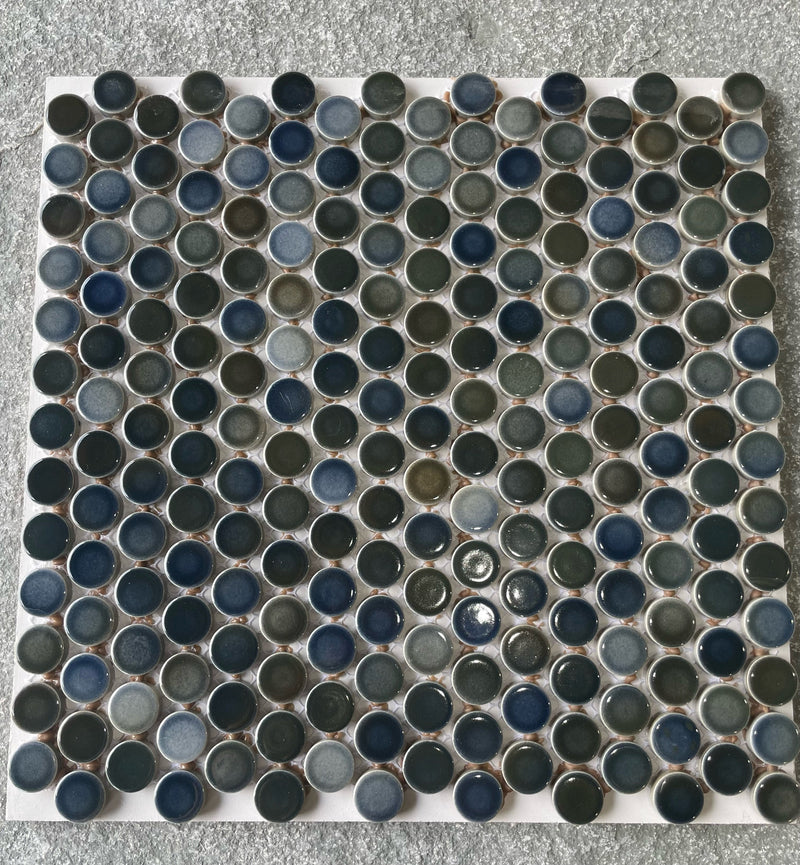 Penny Tiles - Mottled Mix Navy Blue 19mm