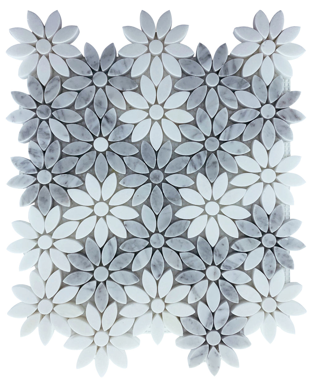 Marble Mosaic - Flower - Carrara + Thassos - Honed