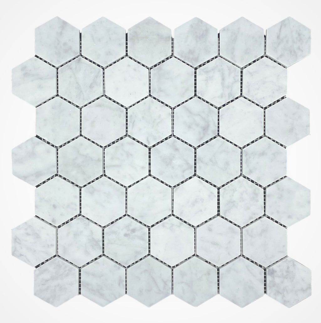 Marble Mosaic - Hexagon Carrara 48mm Honed