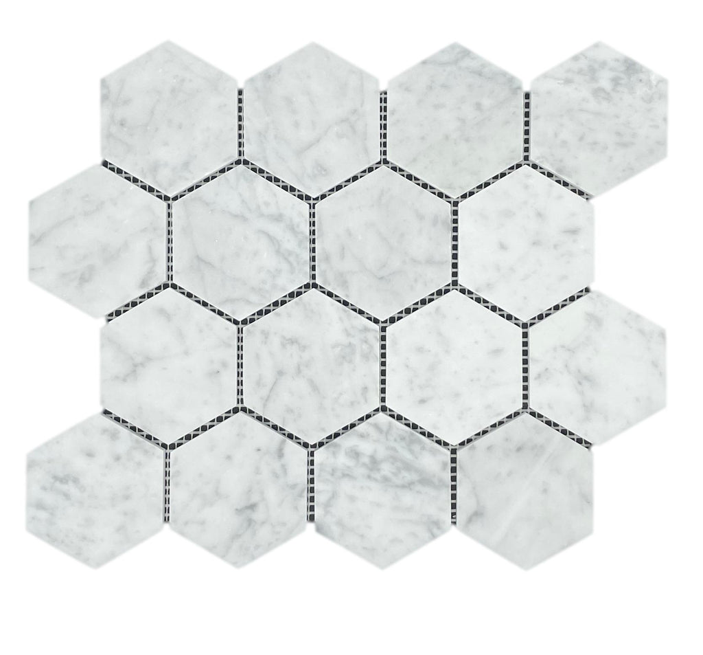 Marble Mosaic - Hexagon Carrara Honed 70mm