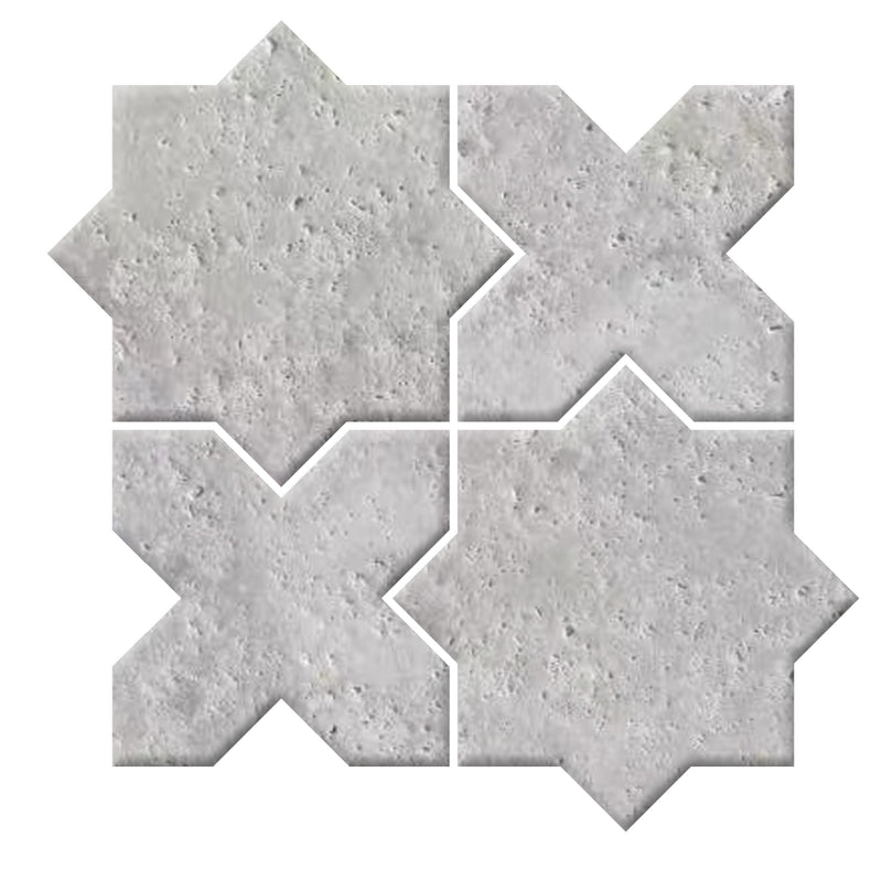 Marble Mosaic - Coastal - Travertine Silver - Honed