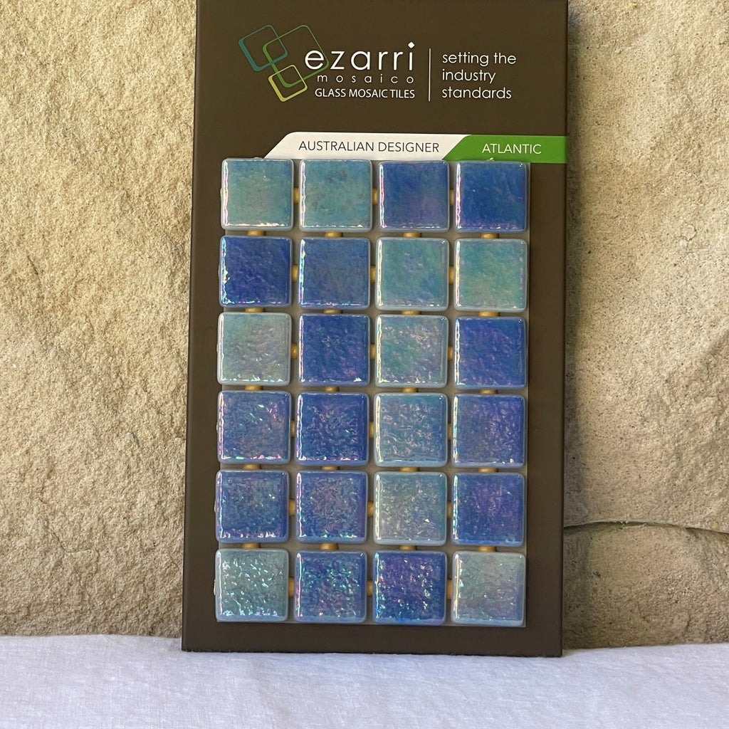 Ezarri Glass Mosaic AU Designer Atlantic 25X25mm blue swimming pool tiles
