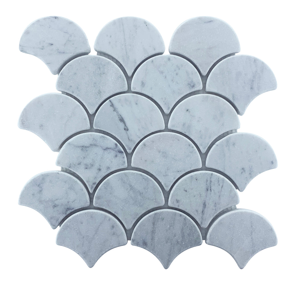 Marble Mosaic - Fish Scale Carrara - Tumbled