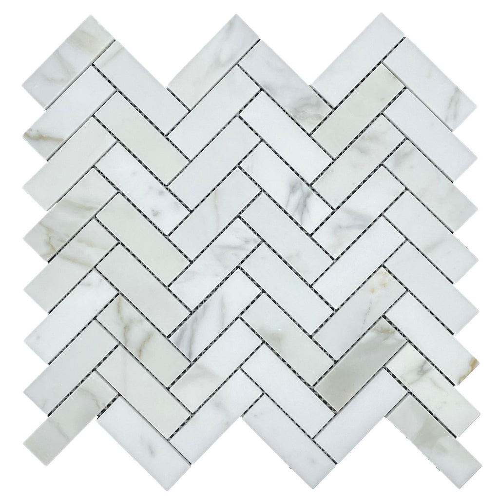 Marble Mosaic - Herringbone Calacutta Gold Honed 75x25 Chip Size