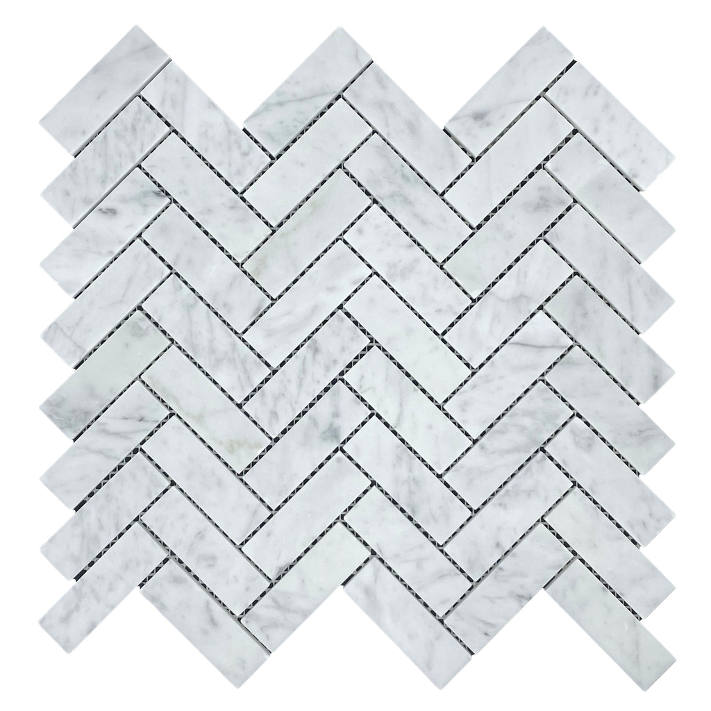 Marble Mosaic - Herringbone Carrara Honed 75X25mm 
