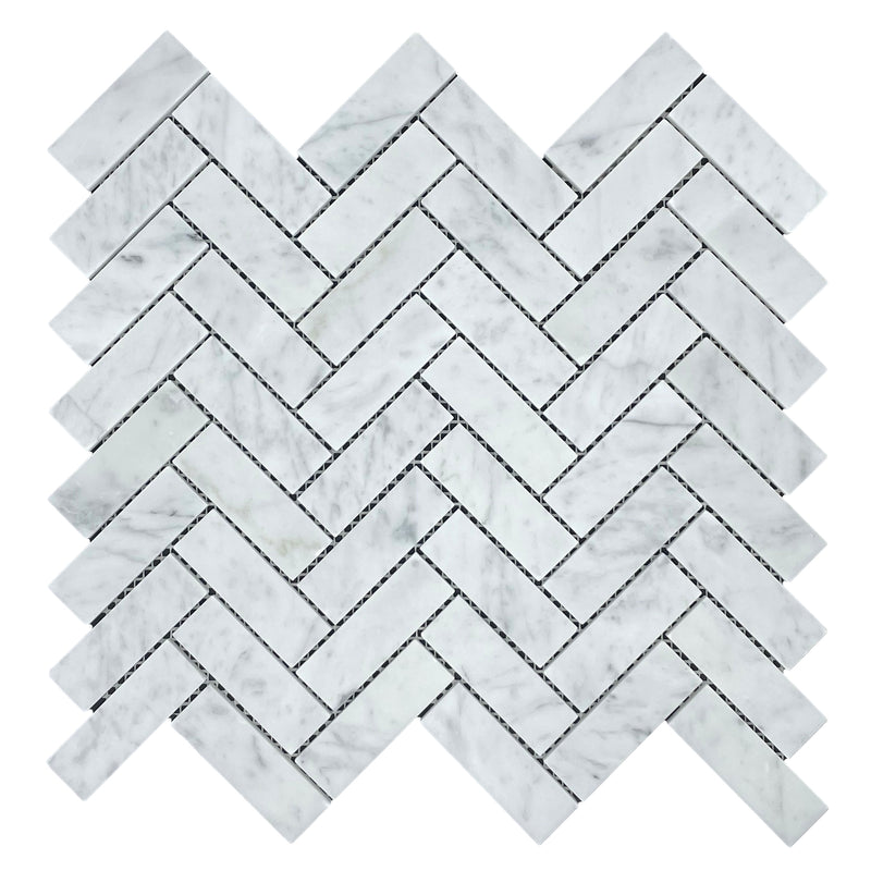 Marble Mosaic - Herringbone Carrara Honed 75X25mm 