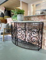 Marble top console with black cast Iron base