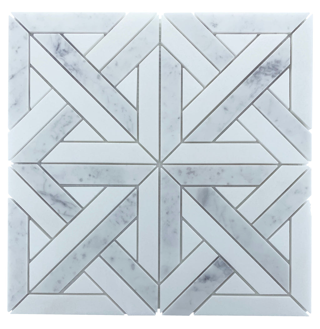 Marble Mosaic - Parquet - Carrara Thassos Honed