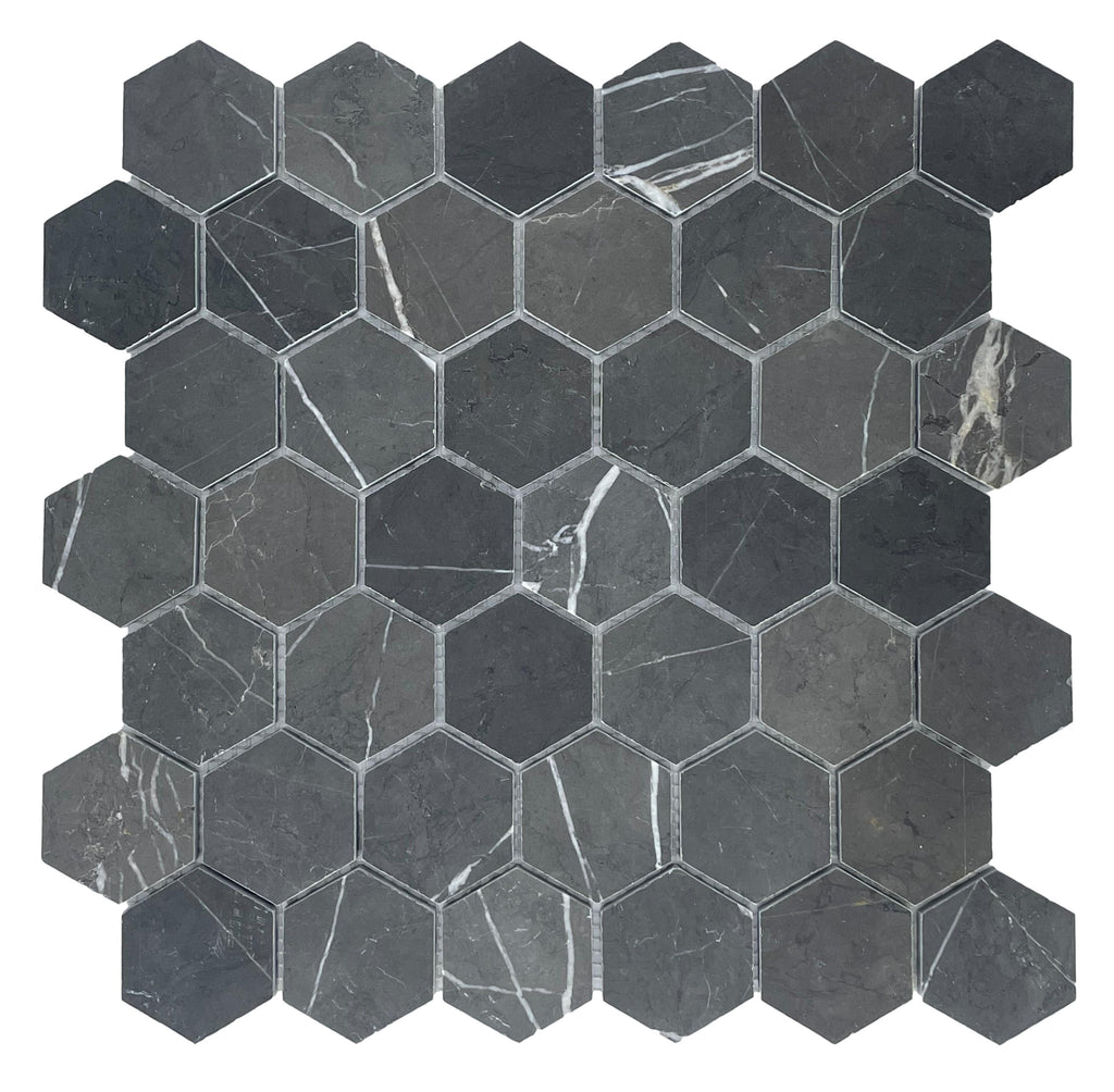 Products Marble Mosaic Hexagon Grey 48mm Honed