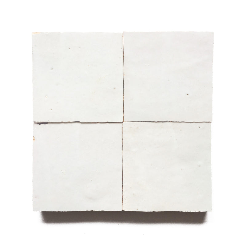 Hand Made Moroccan Zellige Snow 100X100x12mm