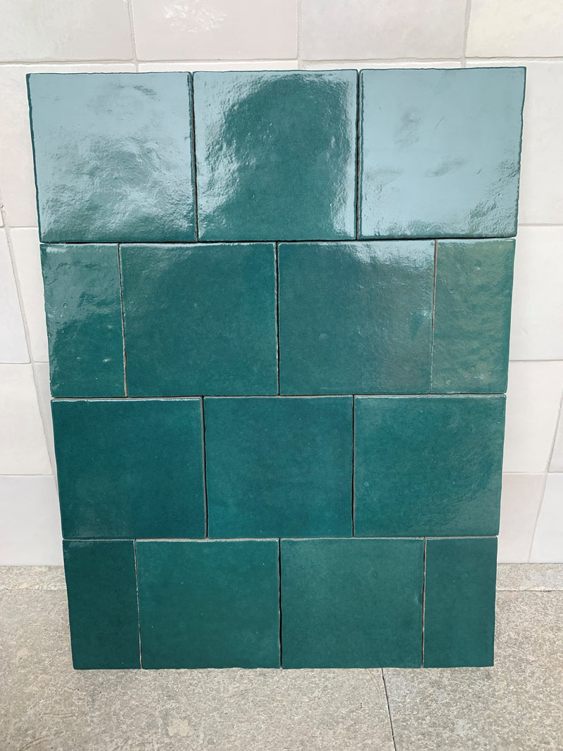 Italian Ceramic Glazed Subway Tiles 100 x 100 Teal