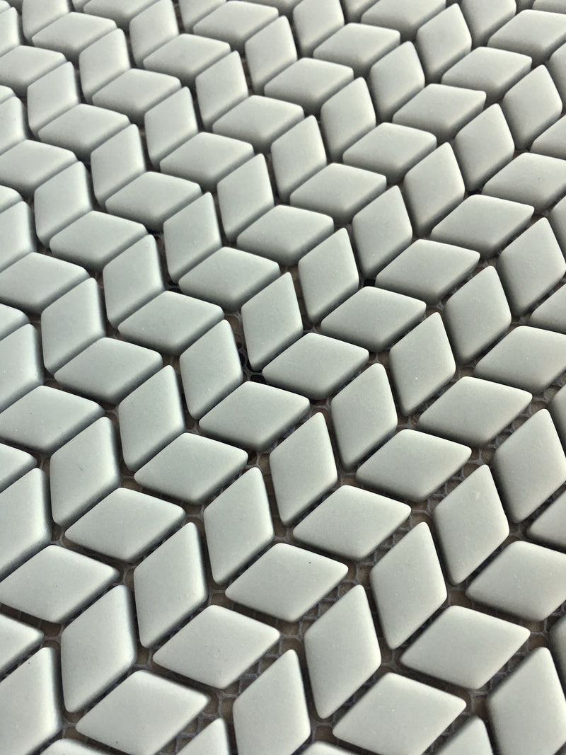 Micro Glass Chevron Mosaic - Pale Grey
