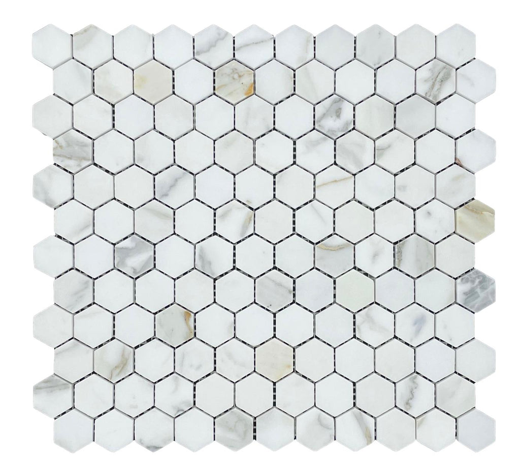 Marble Mosaic - Hexagon - Calcutta Gold Honed 25mm 