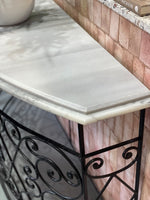 Marble top console with black cast Iron base