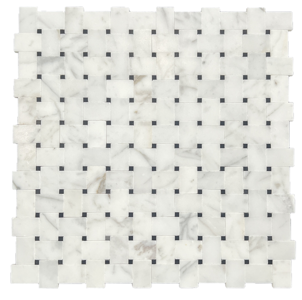 Marble Mosaic - Mini Basket Weave Statuario/Nero