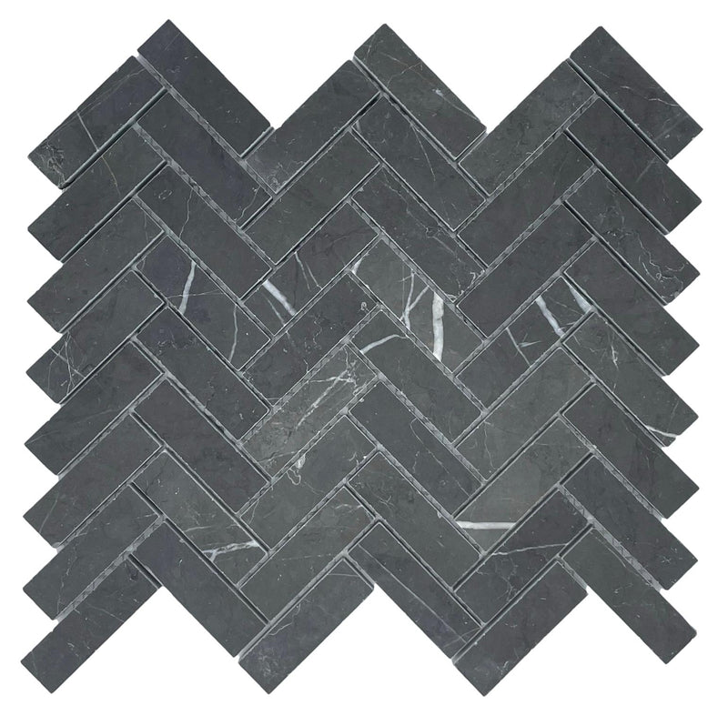 Marble Mosaic - Herringbone Pietra Grey Honed 64x20mm Chip Size